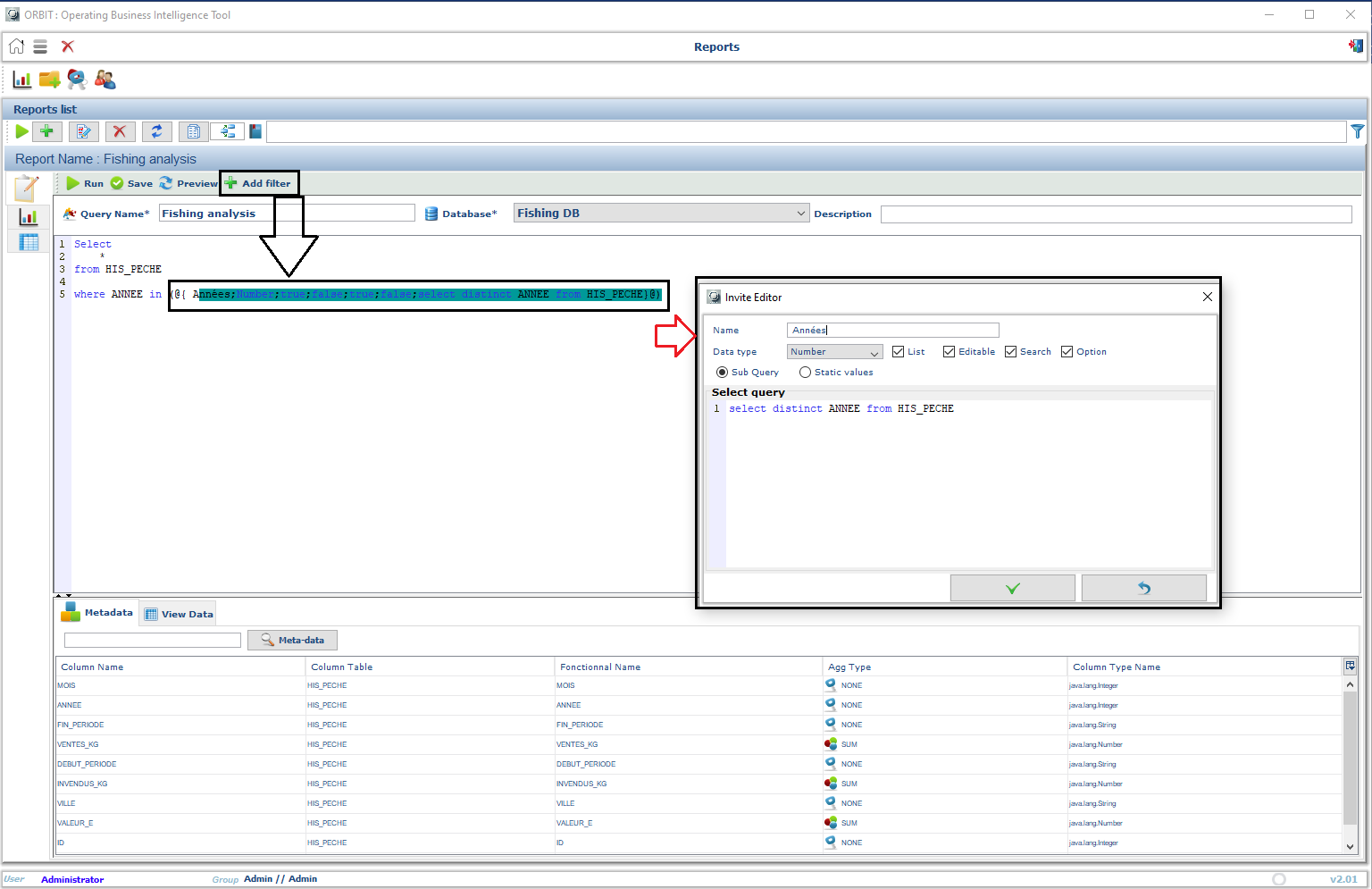 Customizing Filters Screenshot